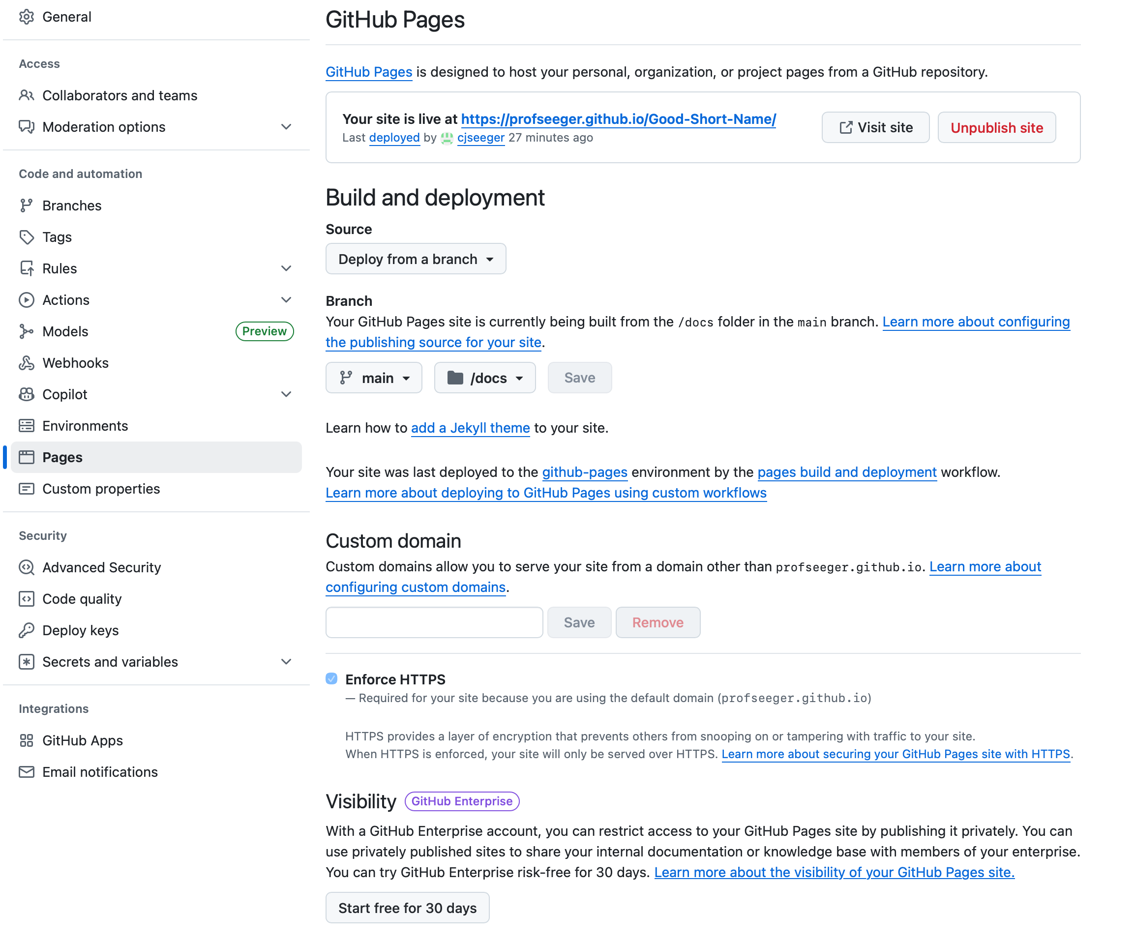 Modify Page Settings